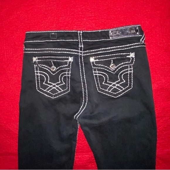 LA IDOL crystal detail Bootcut jeans in black Sz 15 - Picture 6 of 10
